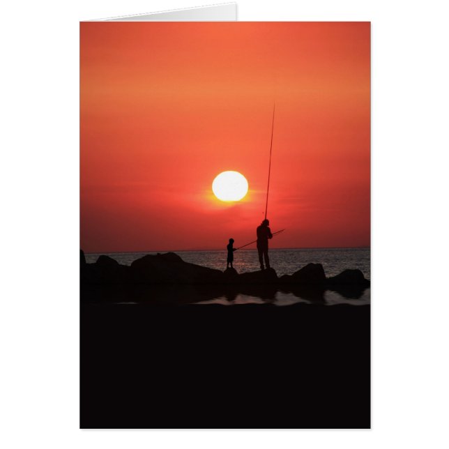 Adult and Child Fishing at Sunset (Front)