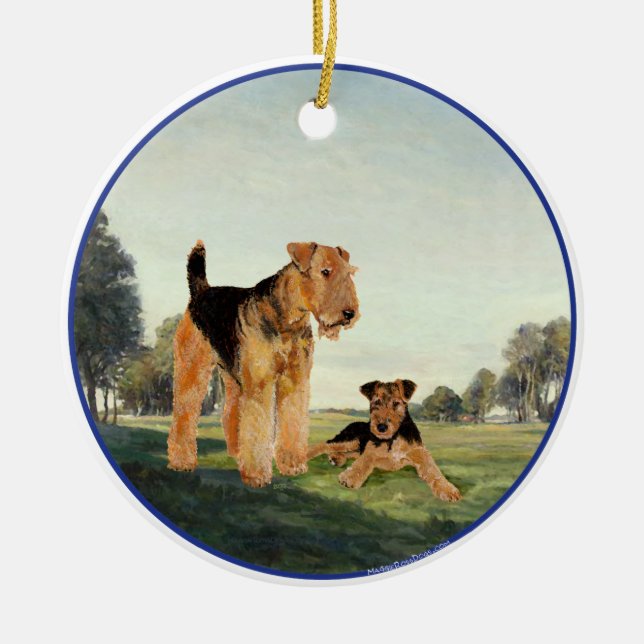 Adult and Pup Ceramic Tree Decoration (Front)