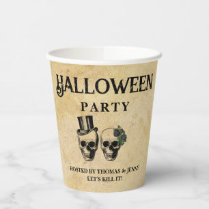 Adult Annual Halloween Party Vintage Gothic Skulls Paper Cups