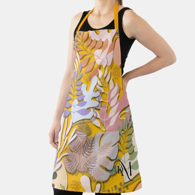 Adult Apron : Abstract Leaves (orange) (Insitu)