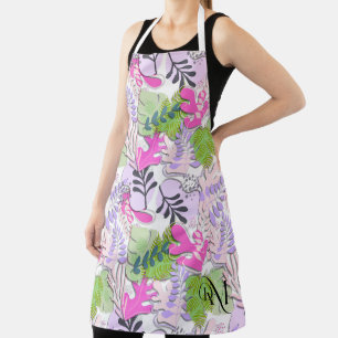 Adult Apron : Abstract Leaves (white)