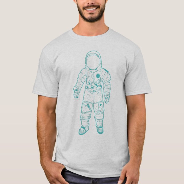 Adult Astronaut Aqua T-Shirt (Front)