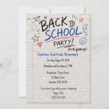 Adult Back to School Party Invitation Passed Note