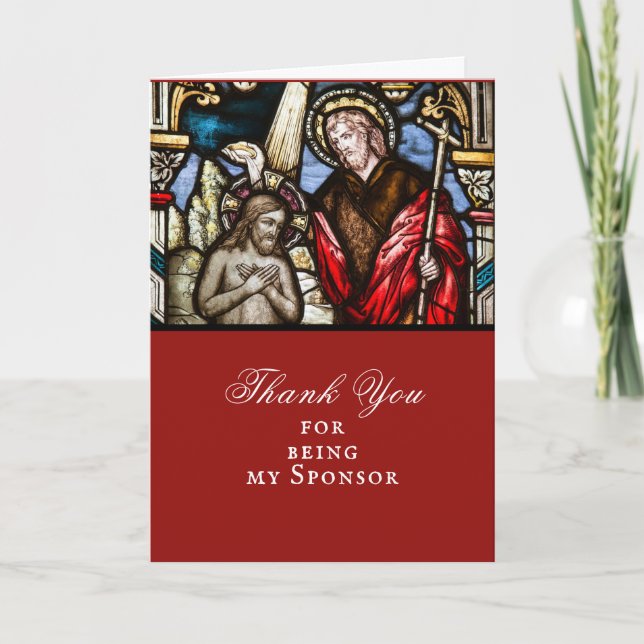 Adult Baptism Sponsor Godparent Thank You Card (Front)