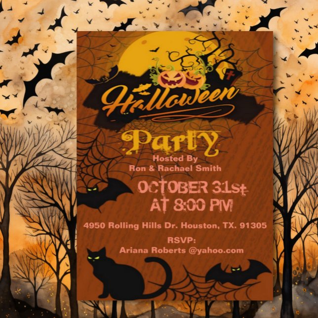 Adult Bats And Cats Halloween Invitation (Creator Uploaded)