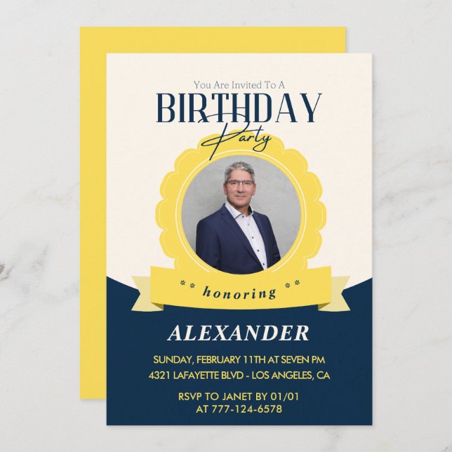 Adult birthday 65th birthday invitation Modern (Front/Back)