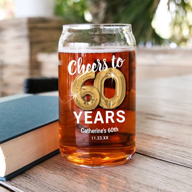 Adult Birthday Cheers to 60 Years Can Glass (Creator Uploaded)