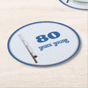 Adult Birthday Party Fishing Theme Round Paper Coaster