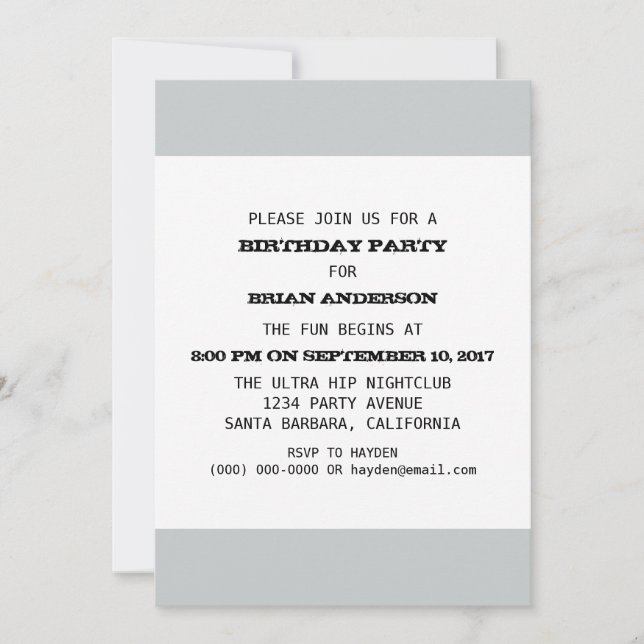 Adult Birthday Party Template (Front)