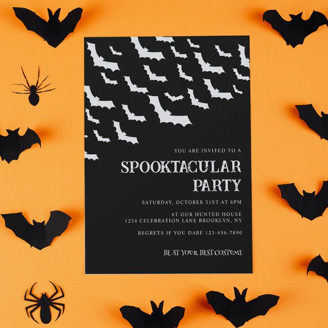 Adult Black Bat Bats Spooktacular Halloween Party Invitation (Creator Uploaded)