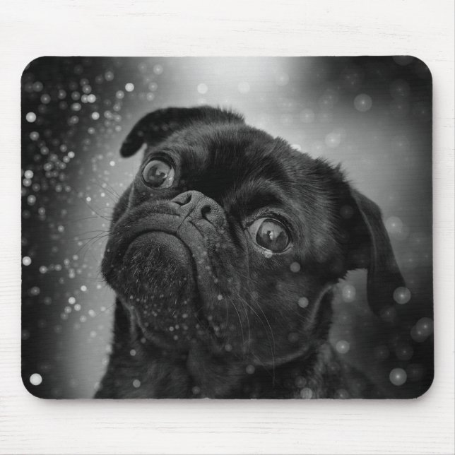 Adult black pug mouse pad (Front)