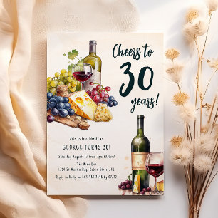 Adult Cheese And Wine Charcuterie 30th Birthday Invitation
