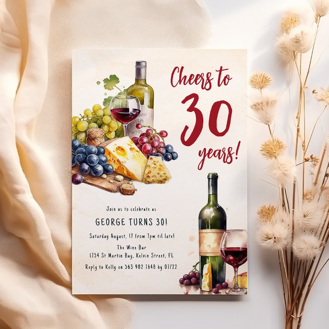 Adult Cheese And Wine Charcuterie 30th Birthday Invitation (Creator Uploaded)