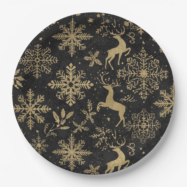 Adult  christmas plates black and gold (Front)
