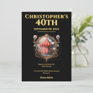 Adult Circus Moody Festival 40th Birthday Invitation