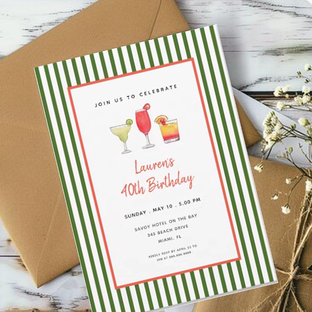 Adult Cocktail Birthday Party Invitation (Creator Uploaded)