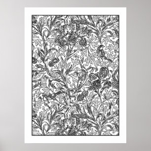 Adult Coloring Poster William Morris Iris Pattern
