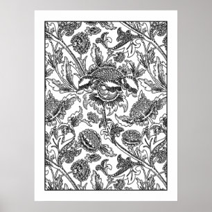 Adult Coloring Poster William Morris Sunflowers 