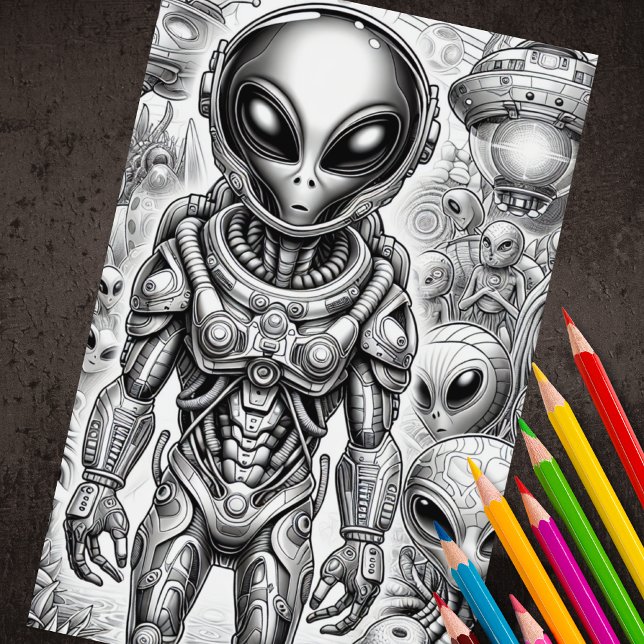 Adult Colouring Alien 3D Poster (Creator Uploaded)