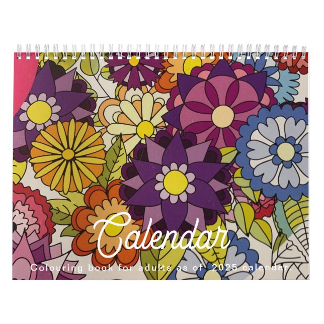Adult colouring book calendar on 2025.  (Cover)