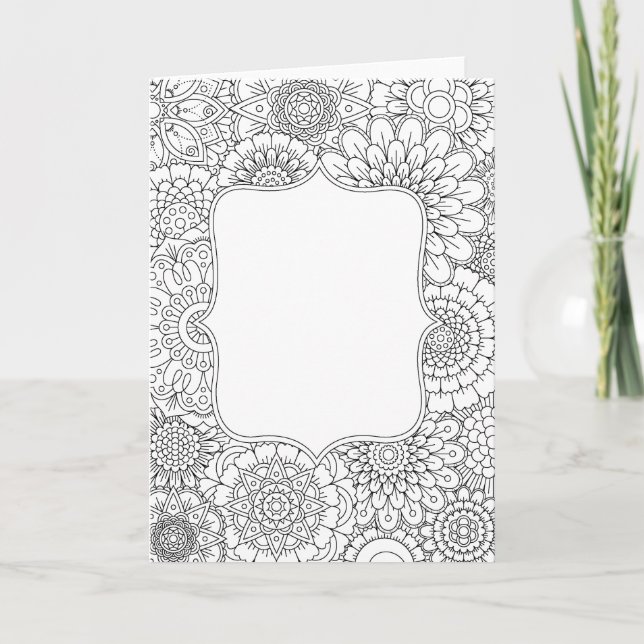 Adult Colouring Book Style DIY Greeting Card (Front)