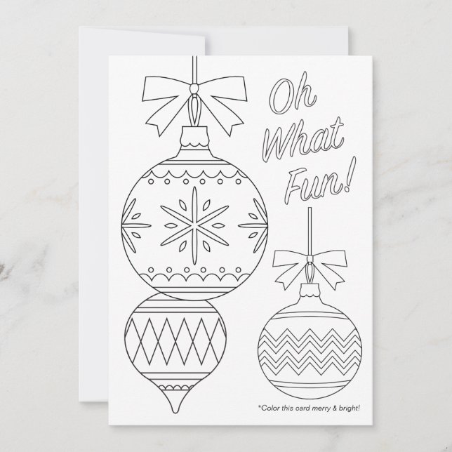 Adult Colouring Christmas Ornaments Holiday Card (Front)