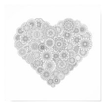 Adult Colouring Flower Heart Poster (Small)