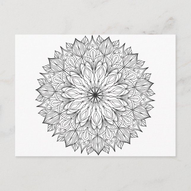 Adult colouring in DIY mandala line-art design Postcard (Front)