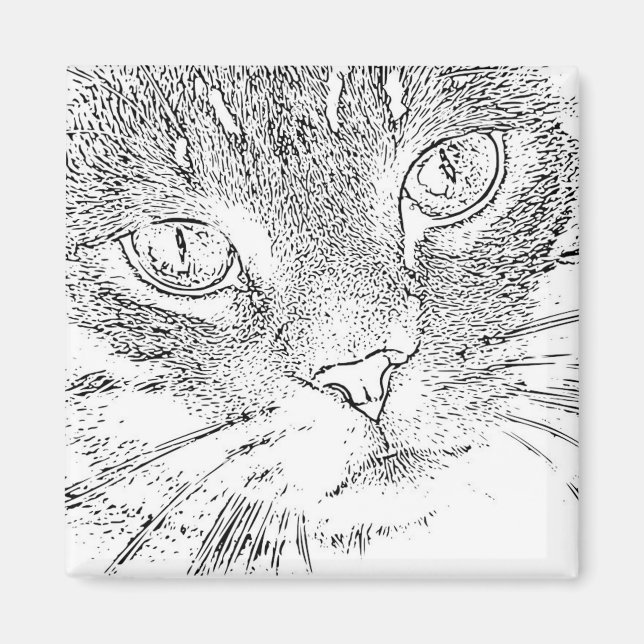 Adult Colouring Magnet: Cat Face Magnet (Front)