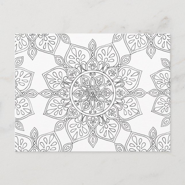 Adult Colouring Mandala Floral Pattern Postcard (Front)