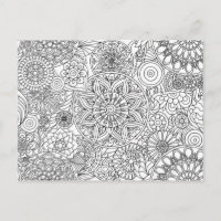 Adult Colouring Mandalas Shapes Pattern Postcard
