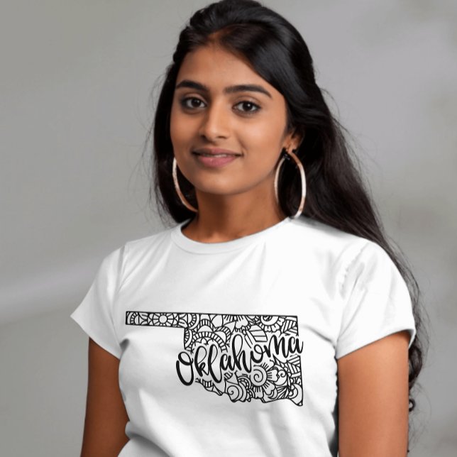 Adult Colouring Oklahoma Line Art Mandala Map Tri-Blend Shirt (Creator Uploaded)