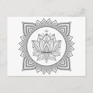 Adult colouring  oriental floral postcard
