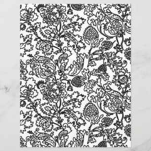 Adult Colouring Page - Jacobean Floral Damask