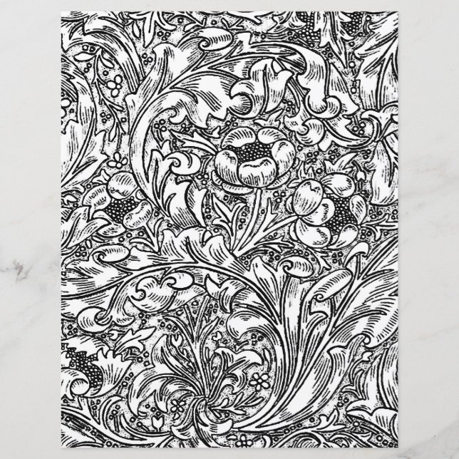 Adult Colouring Page - William Morris Floral  (Front)