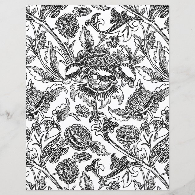 Adult Colouring Page, William Morris Sunflowers  (Front)
