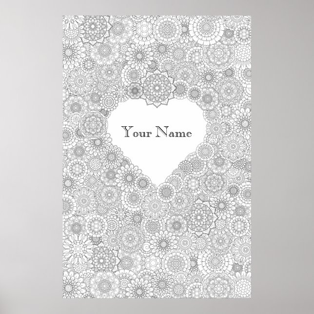 Adult Colouring Personalised Heart Poster (Large) (Front)