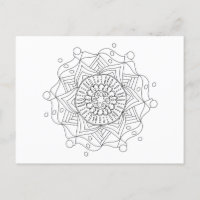 Adult Colouring Postcard with Original Mandala Art
