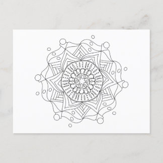 Adult Colouring Postcard with Original Mandala Art
