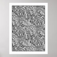 Adult Colouring Poster Art Nouveau Artichoke Damas