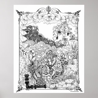 Adult Colouring Poster "Chandelier of  Flowers