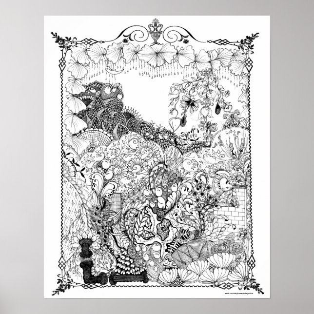 Adult Colouring Poster "Chandelier of  Flowers (Front)