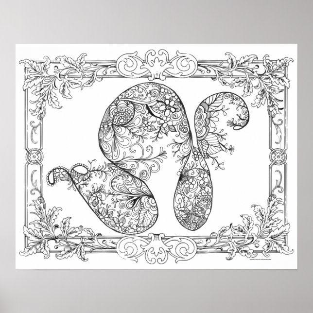 Adult Colouring Poster "Floral Swirls Art" (Front)