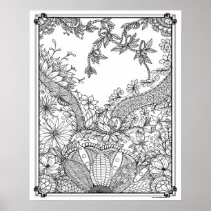 Adult Colouring Poster "Mother's Pearl Garden Art"