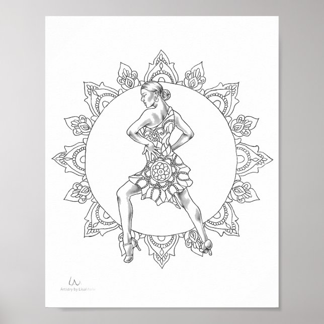 Adult Colouring Poster Salsa Mandala Dancer (Front)