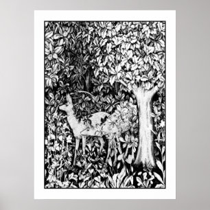 Adult Colouring Poster William Morris Forest Deer 