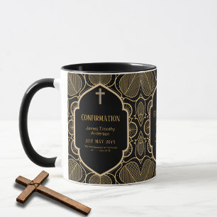 Adult CONFIRMATION Gift Black Gold Male Mug