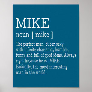 Adult Definition First Name Mike Men Funny  Poster