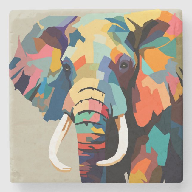  Adult elephant pop art Stone Coaster (Front)