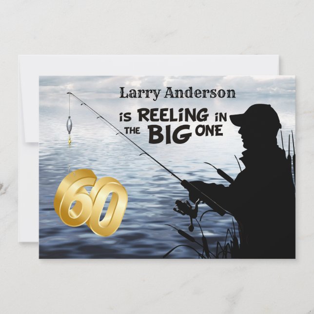 Adult Fisherman Milestone 60 Birthday  the Big One Invitation (Front)